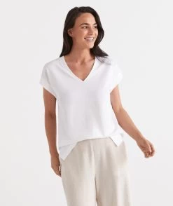 Australian Cotton V-Neck Tee 33 Australian Cotton V-Neck Tee -Women Clothing Sale 036874 100 01 5