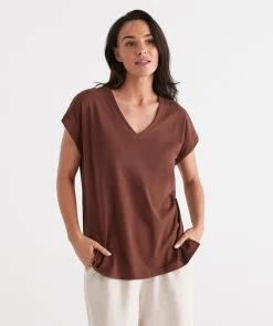 Australian Cotton V-Neck Tee 36 Australian Cotton V-Neck Tee -Women Clothing Sale 036874 203 01