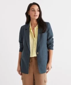SINGLE BREASTED LINEN OPAL BLAZER