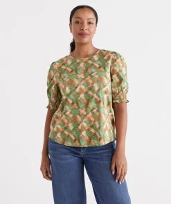 Print Shirred Top 13 Print Shirred Top -Women Clothing Sale 036888 330 01 5
