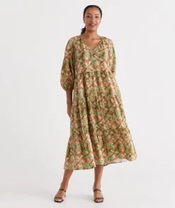 LEAF WATERCOLOUR DRESS 12 LEAF WATERCOLOUR DRESS -Women Clothing Sale 036910 357 01 4