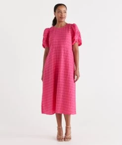TEXTURED MIDI DRESS -Women Clothing Sale 036913 650 01 2