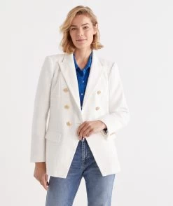 Antique White Textured Blazer -Women Clothing Sale 036996 122 01 6