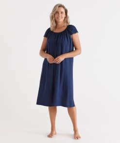 Navy Lace Trim Nightie -Women Clothing Sale 037060 234 01 4