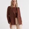 DOUBLE BREASTED CHOCOLATE LINEN BLAZER