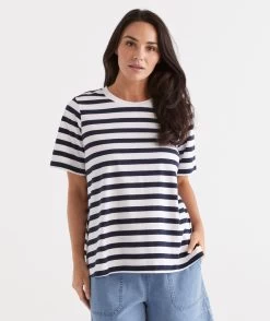 Australian Cotton Stripe Swing Tee -Women Clothing Sale 037088 404 01 3