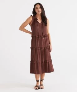 FRILL NECK TIERED DRESS -Women Clothing Sale 037101 203 01 6