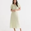 LINEN BOX PLEAT SLEEVE DRESS