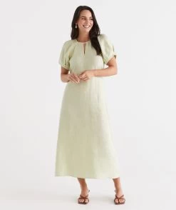 LINEN BOX PLEAT SLEEVE DRESS -Women Clothing Sale 037111 304 01 7