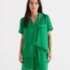 Pop Green Satin Shortie Pyjama Set