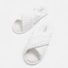 White Waffle Cross Over Slipper