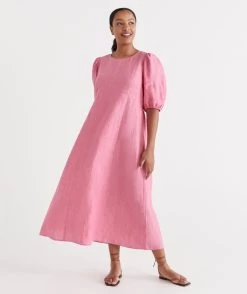 LINEN SEAM DETAIL DRESS 24 LINEN SEAM DETAIL DRESS -Women Clothing Sale 037464 698 01 8