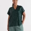 Sequin V Neck Top